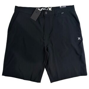 Hurley Hybrid Walkshorts Men 38 Black Water Repellent Reflective Mesh Pocket NWT